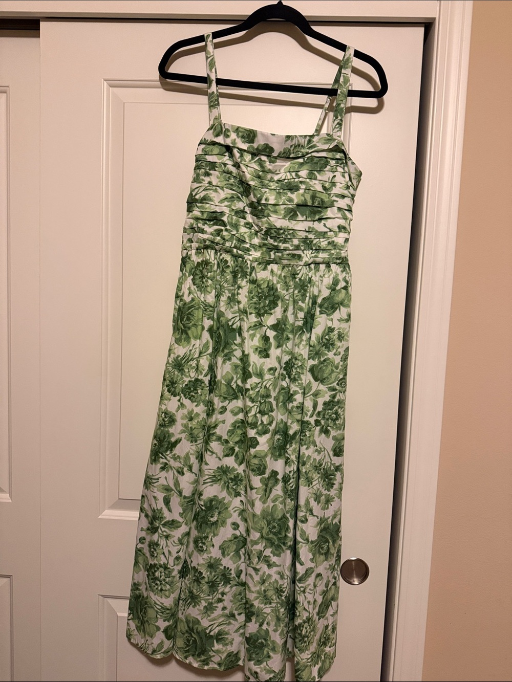 Abercrombie & Fitch White Maxi Dress with Green Floral Print